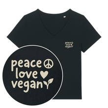 Peace Love Vegan Women's V Neck T-Shirt - Vegan America