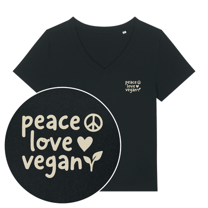 Peace Love Vegan Women's V Neck T-Shirt - Vegan America