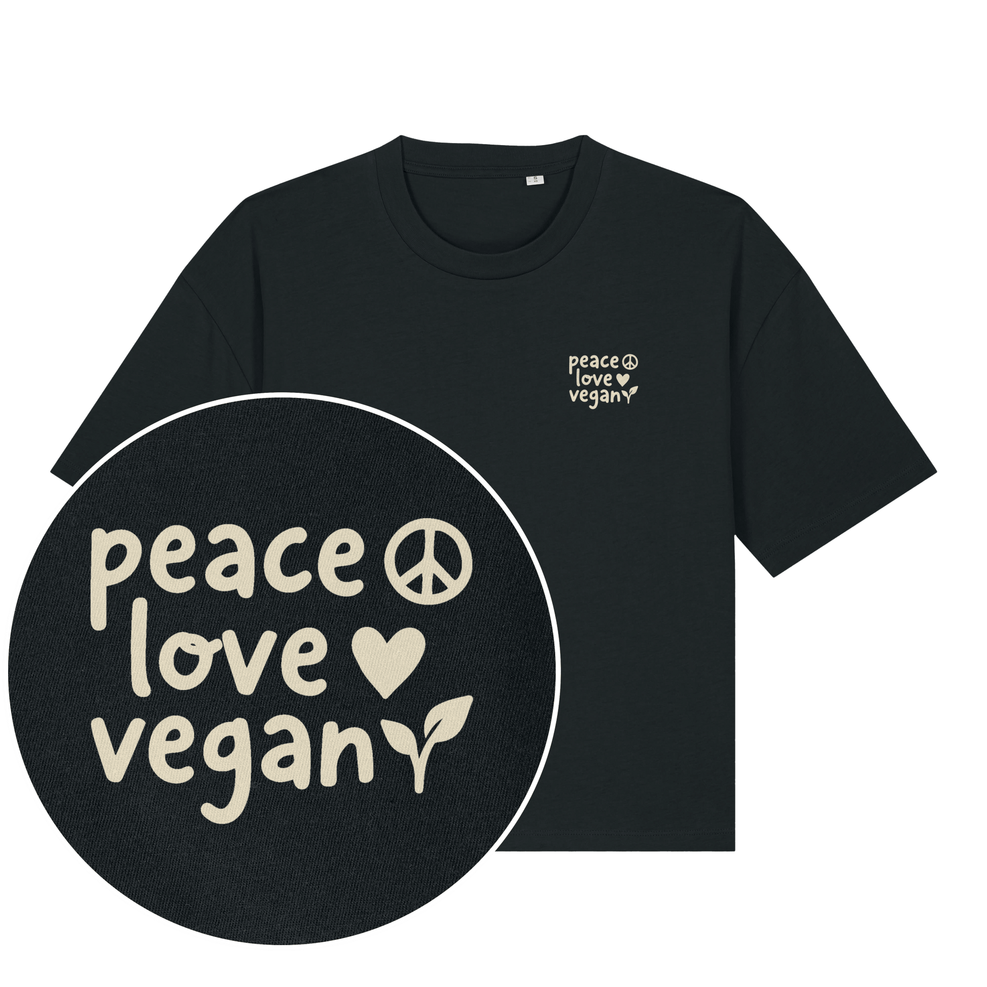 Peace Love Vegan Women's Boxy T-Shirt - Vegan America