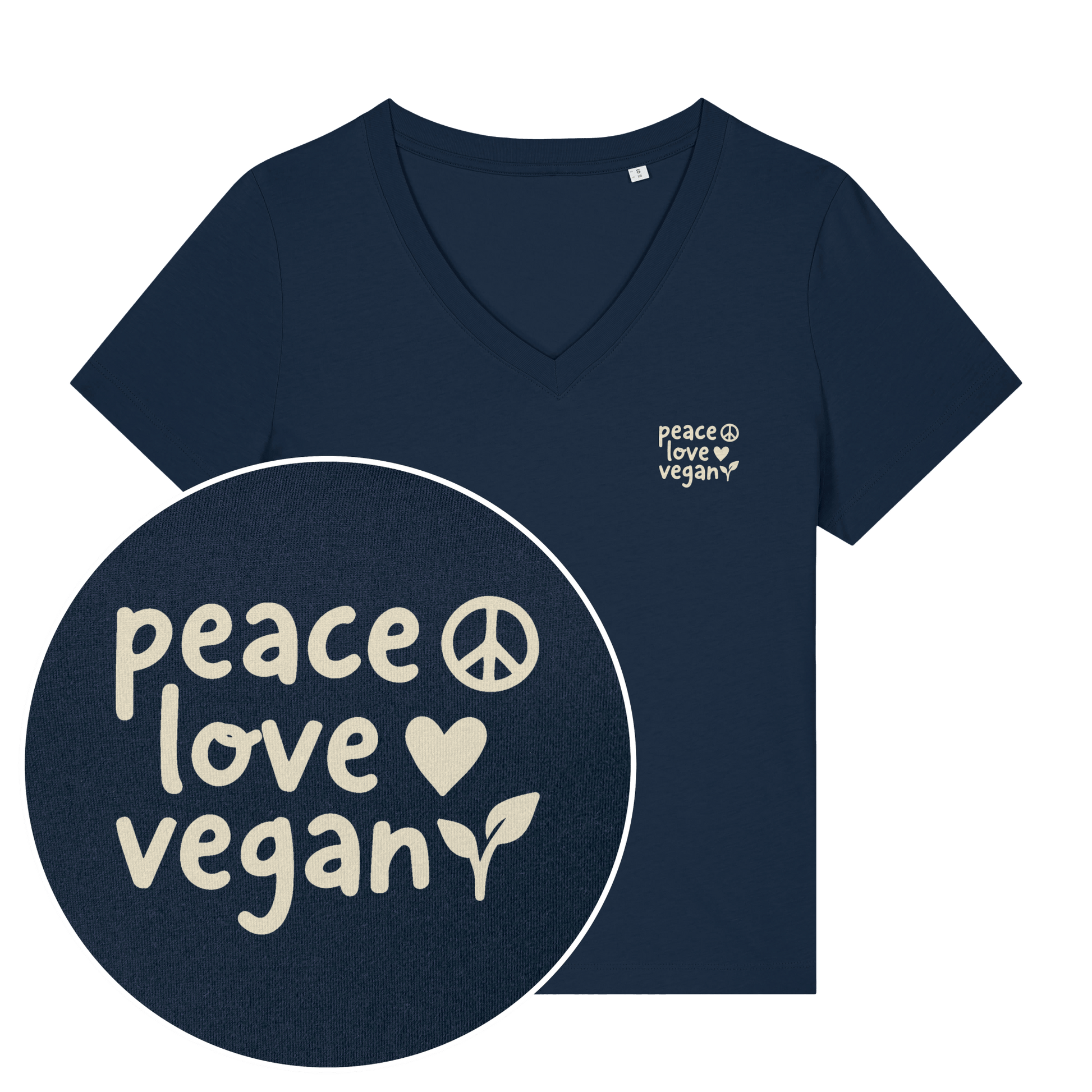 Peace Love Vegan Women's V Neck T-Shirt - Vegan America