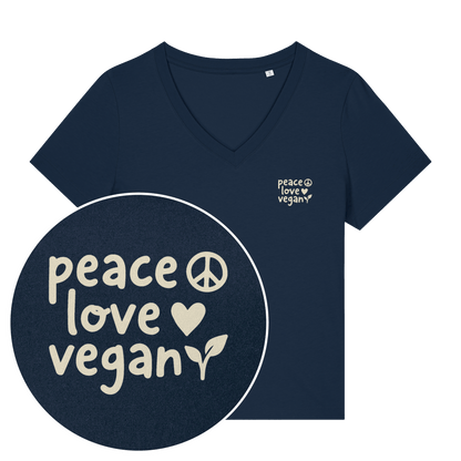 Peace Love Vegan Women's V Neck T-Shirt - Vegan America