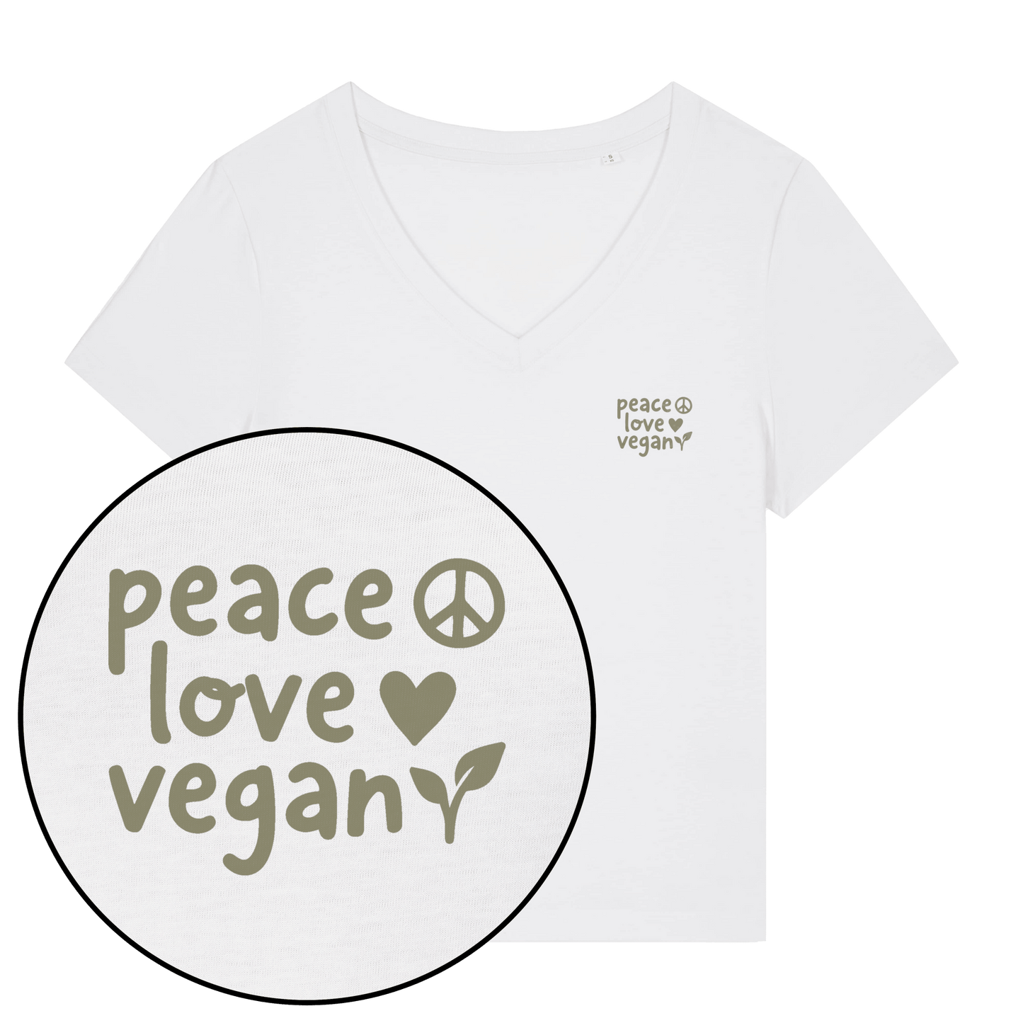 Peace Love Vegan Women's V Neck T-Shirt - Vegan America