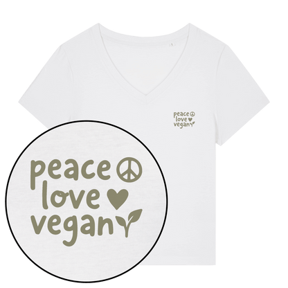 Peace Love Vegan Women's V Neck T-Shirt - Vegan America