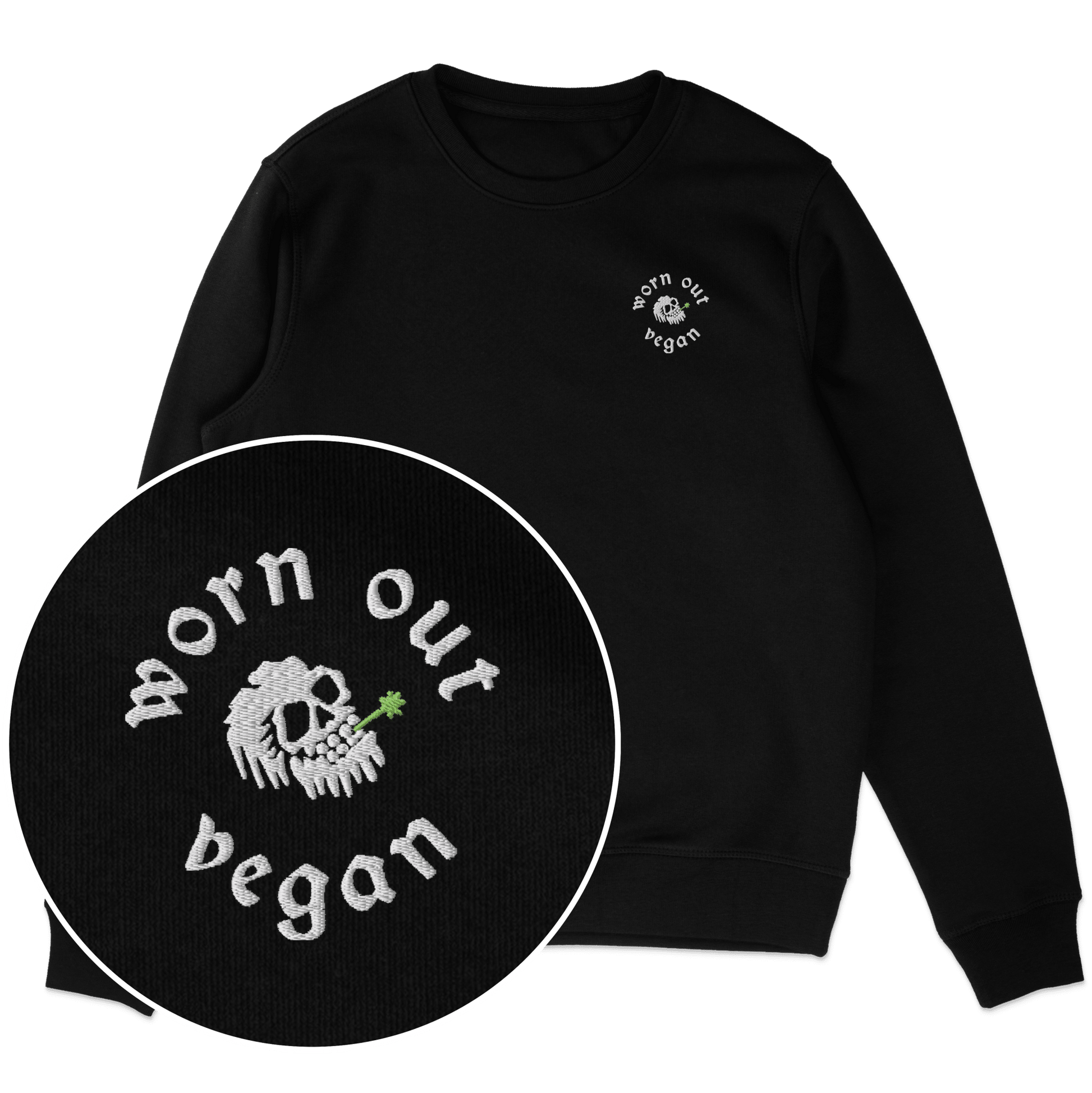 Worn Out Vegan Sweatshirt (Embroidered) - Vegan America