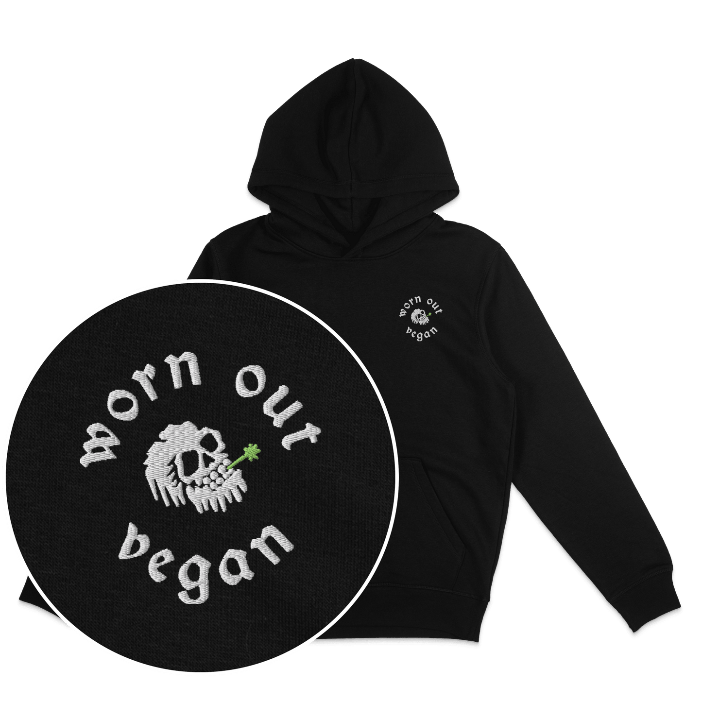 Worn Out Vegan Hoodie (Embroidered) - Vegan America