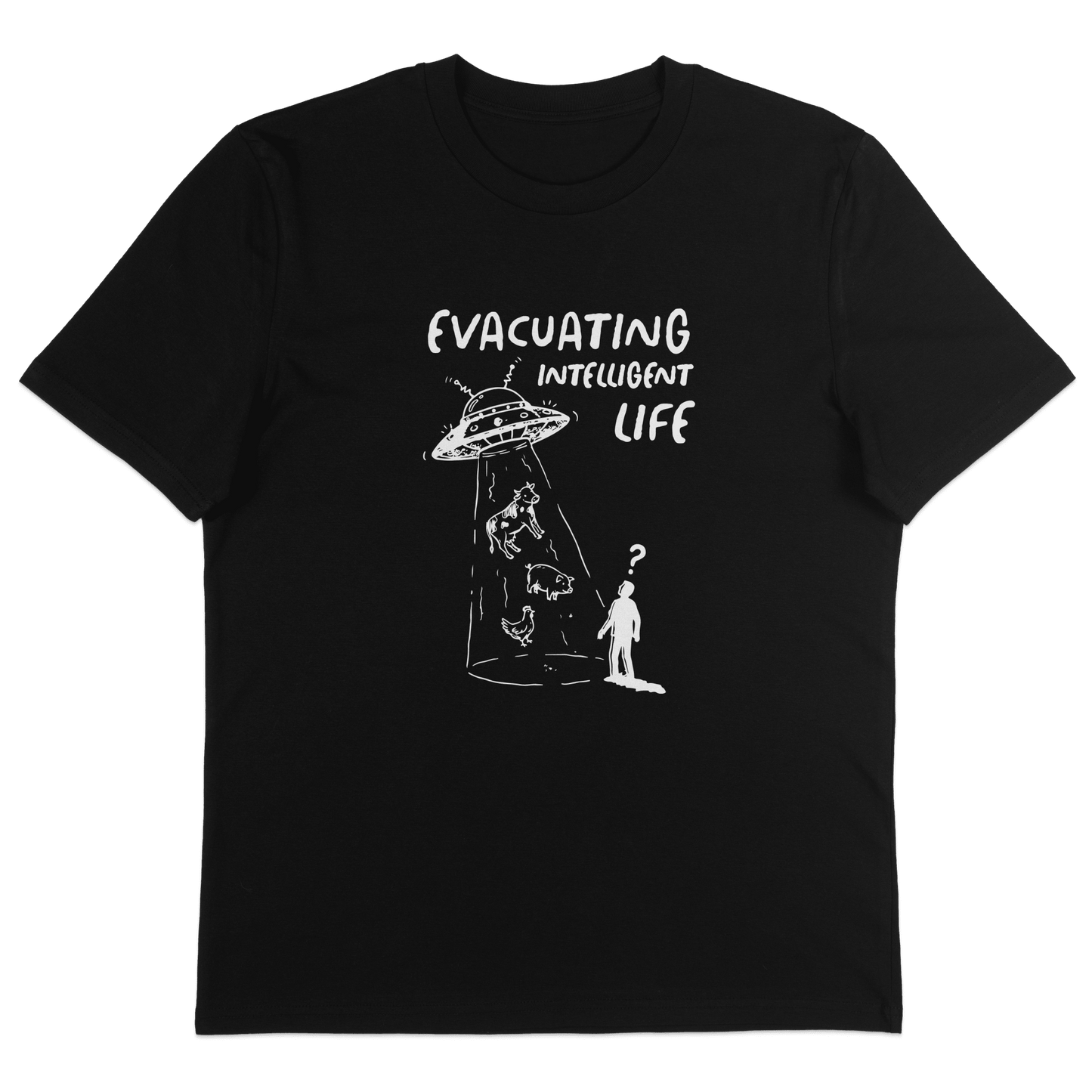 Evacuating Intelligent Life T-Shirt - Vegan America