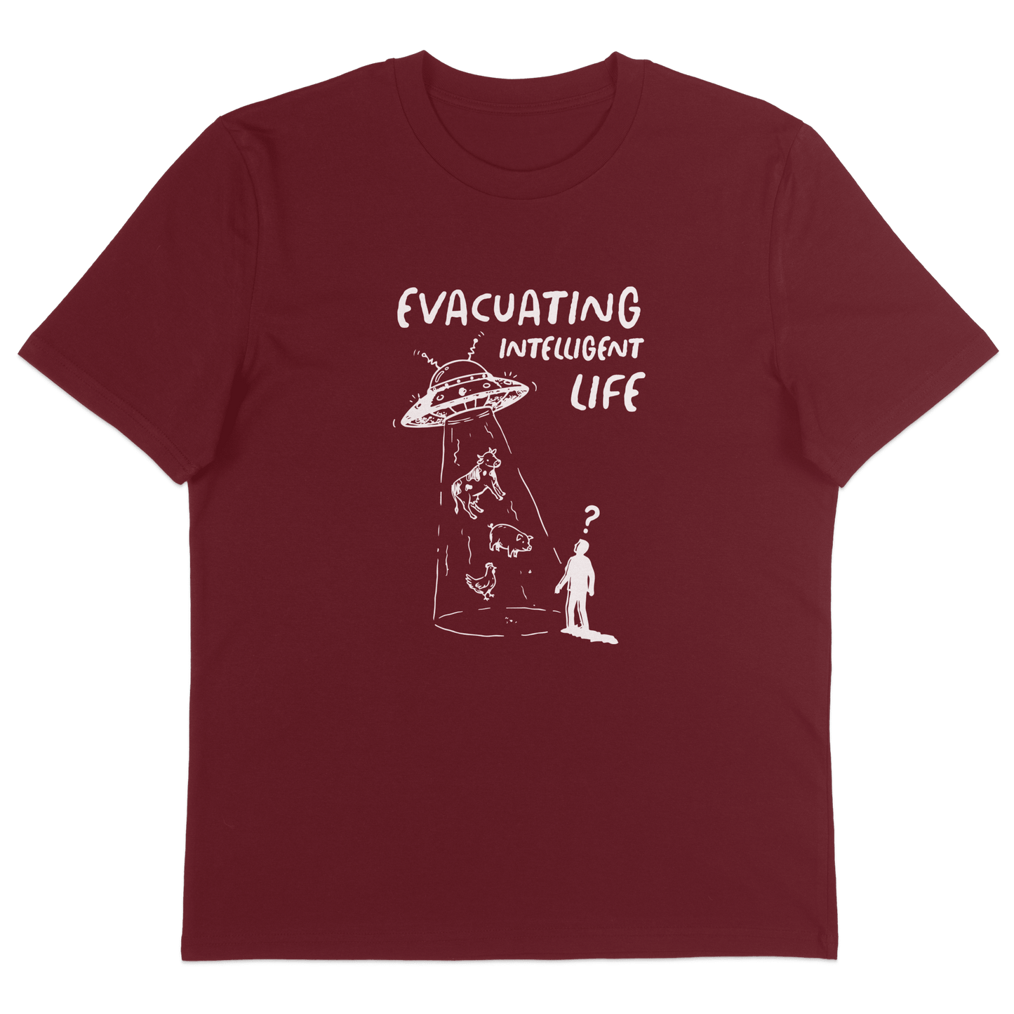 Evacuating Intelligent Life T-Shirt - Vegan America