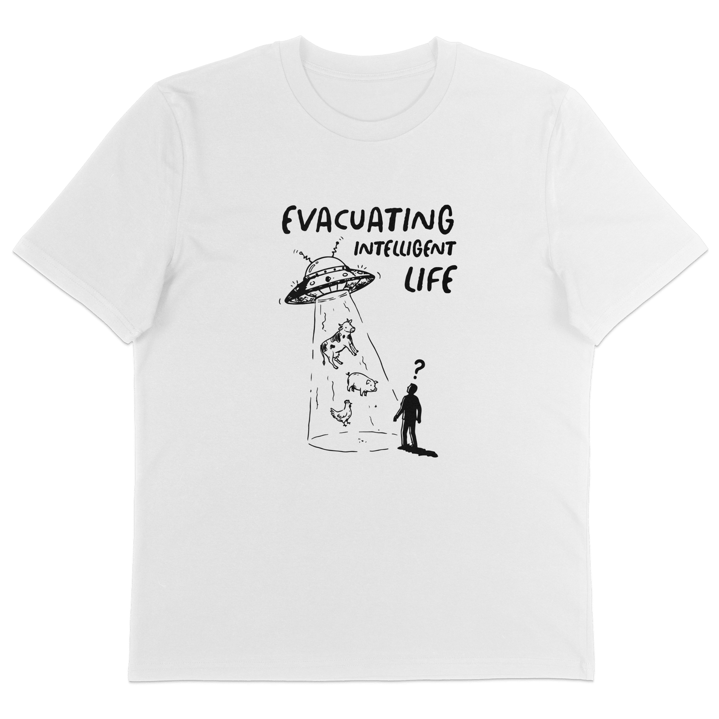 Evacuating Intelligent Life T-Shirt - Vegan America