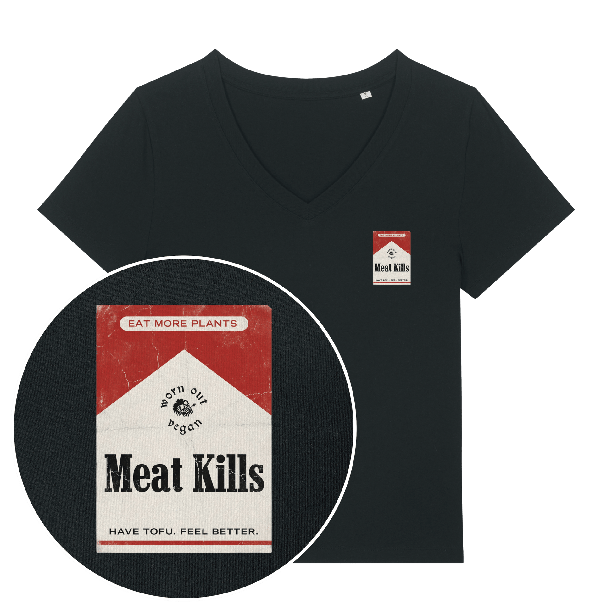 Meat Kills Women's V Neck T-Shirt - Vegan America