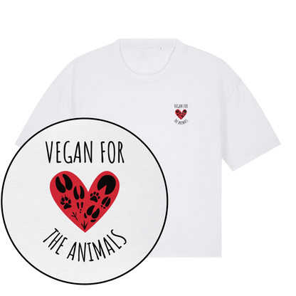 Vegan For The Animals Heart Women's Boxy T-Shirt - Vegan America