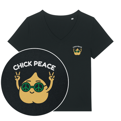 Chick Peace Women's V Neck T-Shirt