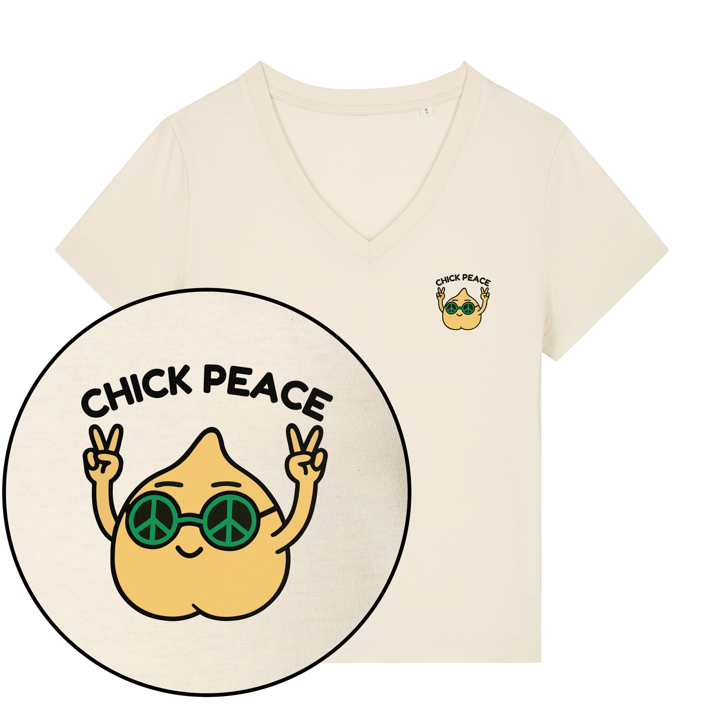 Chick Peace Women's V Neck T-Shirt