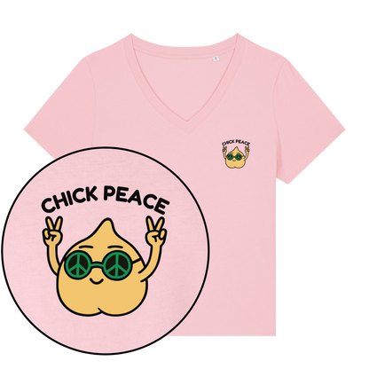 Chick Peace Women's V Neck T-Shirt