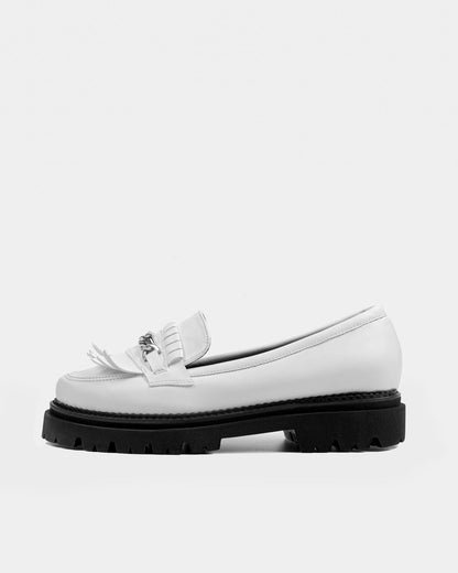 Chunky Loafers White Grape Leather Loafers - Vegan America