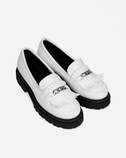 Chunky Loafers White Grape Leather Loafers - Vegan America