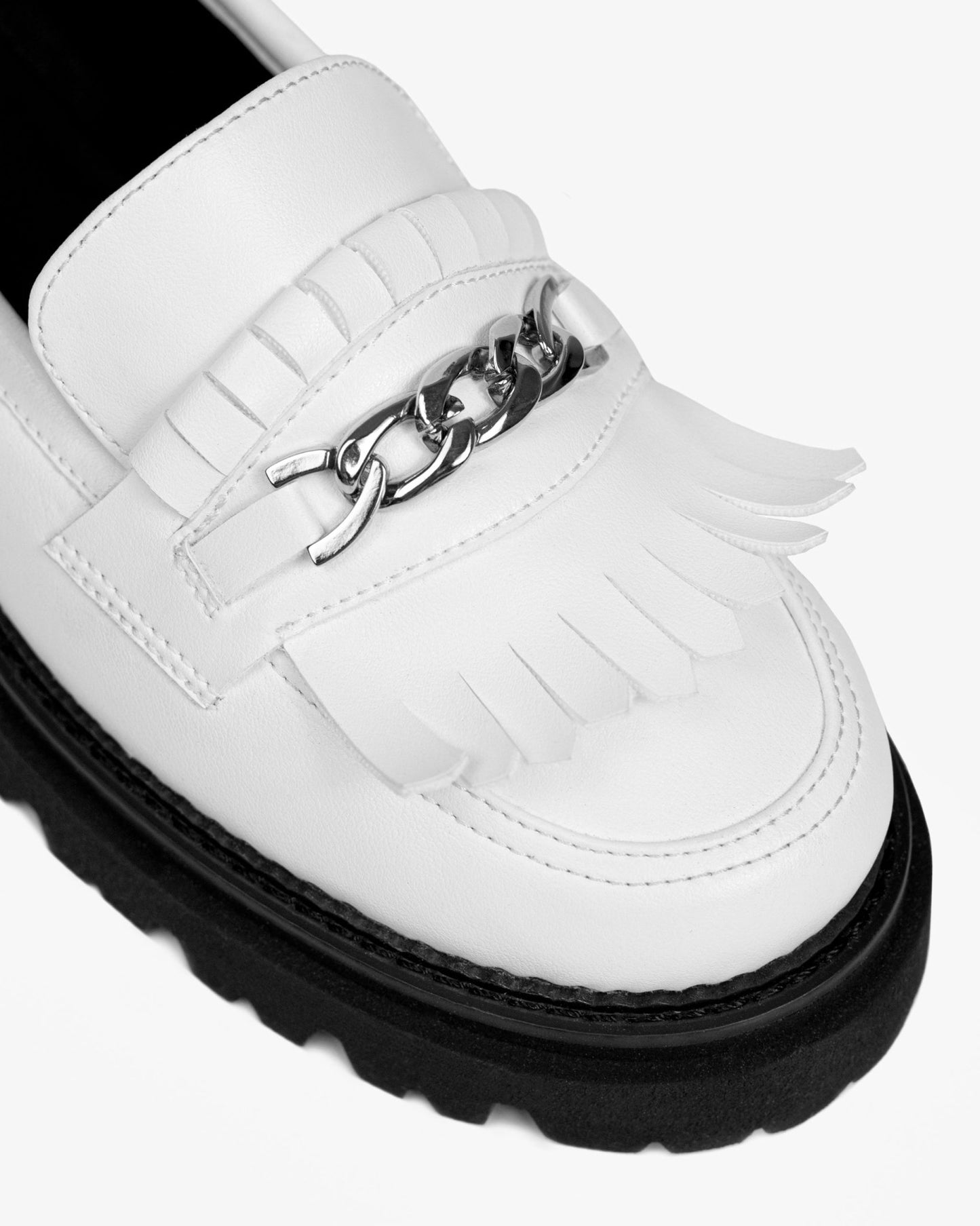 Chunky Loafers White Grape Leather Loafers - Vegan America