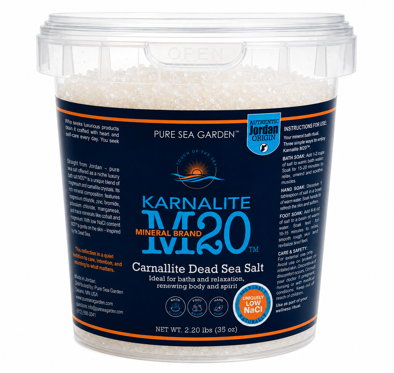 Dead Sea Mineral Bath Salt | KARNALITE M-20™ - 2.20 lbs