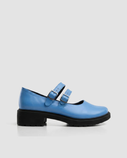 Twin Mary Jane Vegan Corn Leather Ballerinas | Baby Blue - Vegan America