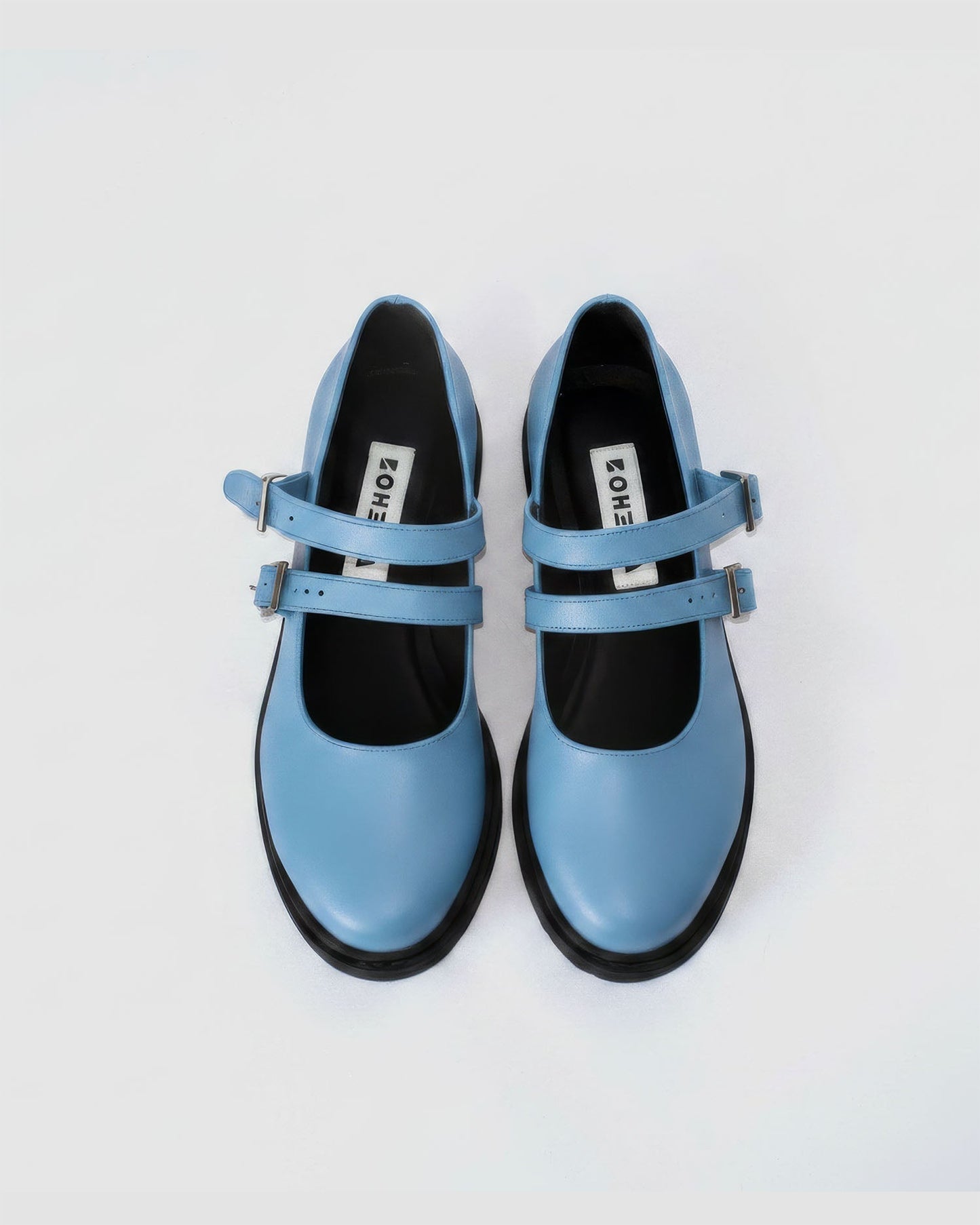 Twin Mary Jane Vegan Corn Leather Ballerinas | Baby Blue - Vegan America