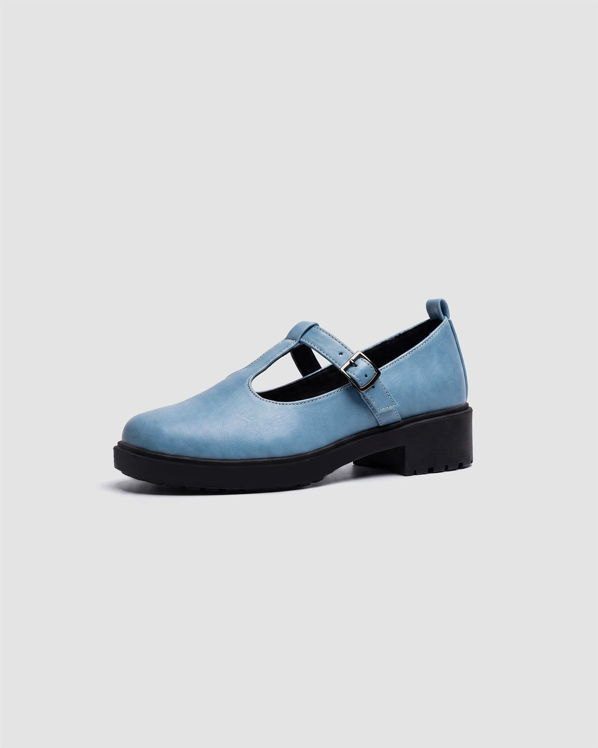 Baby Blue Mary Jane shoes women, vegan leather with strap, Curtsy BOHEMA