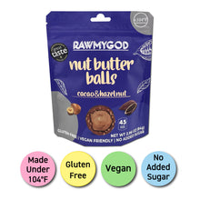 RAWMYGOD Nut Butter Balls Cacao & Hazelnut Balls, Pack of 4 resealable pouches