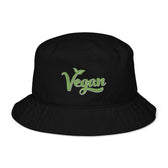 Organic Vegan Bucket Hat with Premium Green and White Stitched Embroidery - Vegan America