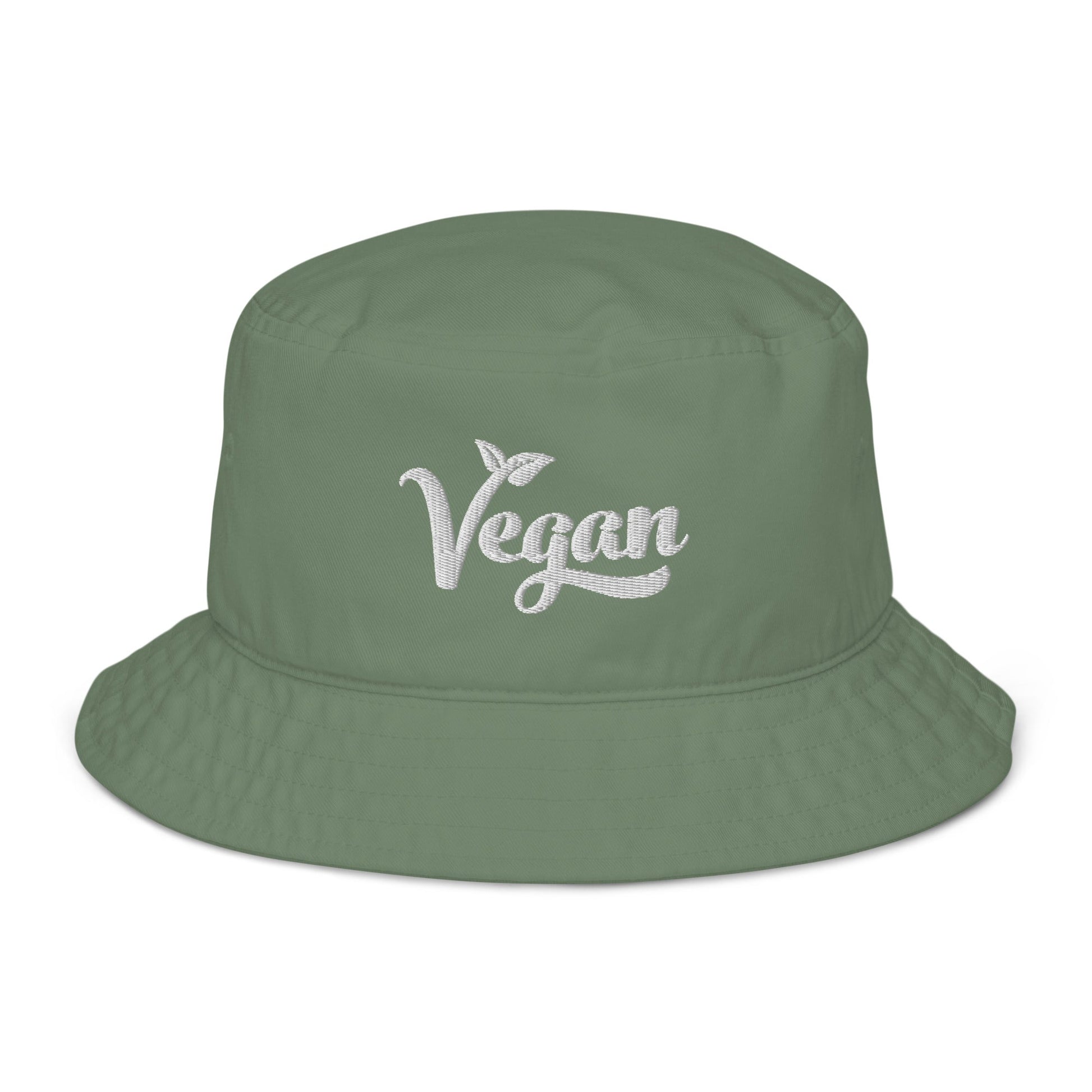 Organic Vegan Bucket Hat with Premium White Stitched Embroidery - Vegan America