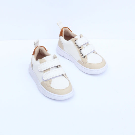 Kipos Vegan Leather Velcro Kids Sneakers | White