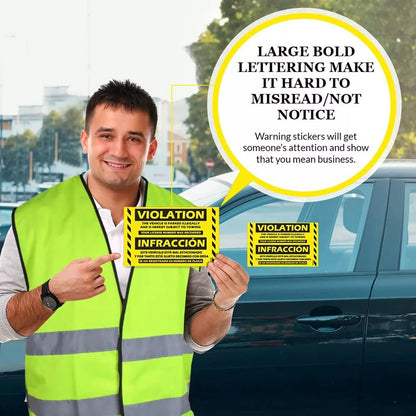 "Bilingual Spanish Violation" Yellow Very Hard to Remove Parking Stickers - Vegan America