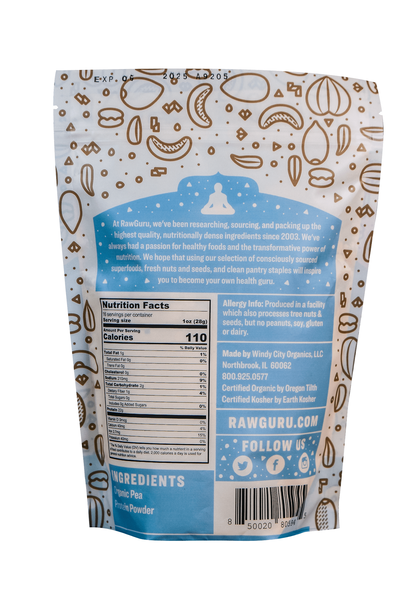 RawGuru Organic Raw Pea Protein Powder - 16oz - Vegan America