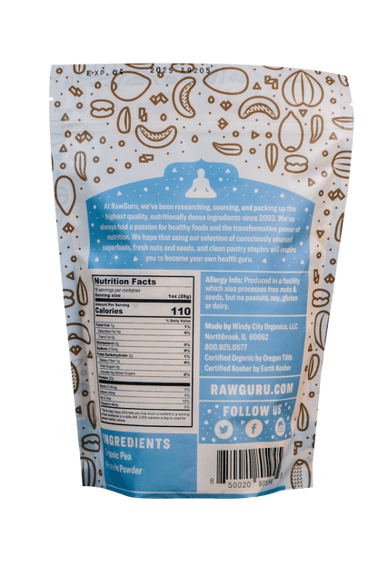 RawGuru Organic Raw Pea Protein Powder - 16oz - Vegan America