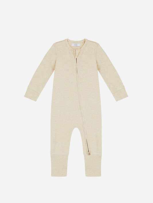 Pop My Way Organic Cotton Zippered Sleepsuit | Oatmeal Oatmeal / 3-6 months