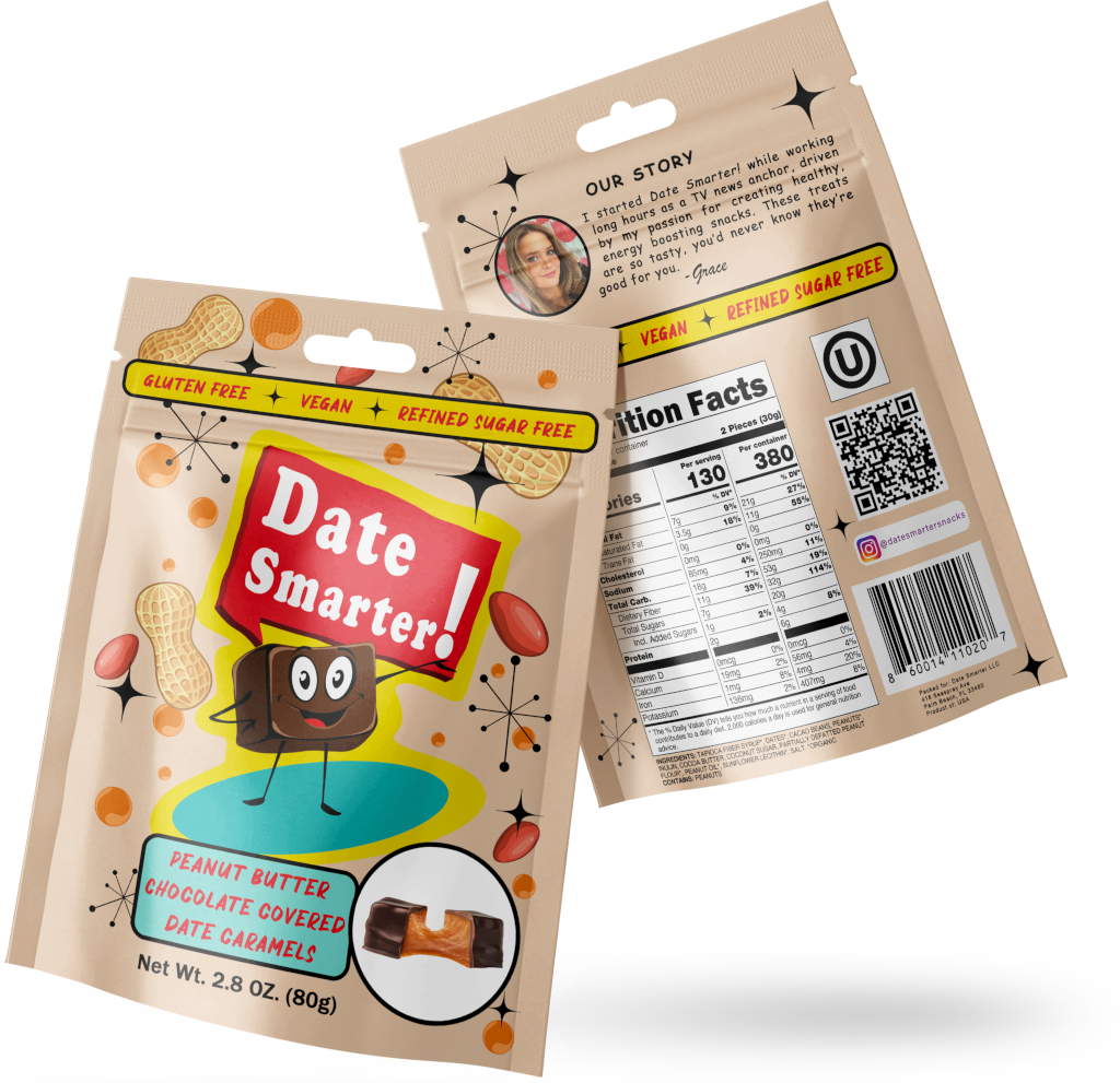 Peanut Butter Chocolate Covered Date Caramels - 6pk
