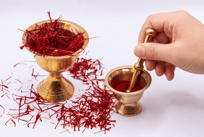 Mini Brass Mortar & Pestle for Saffron – Traditional Handcrafted Design - Vegan America
