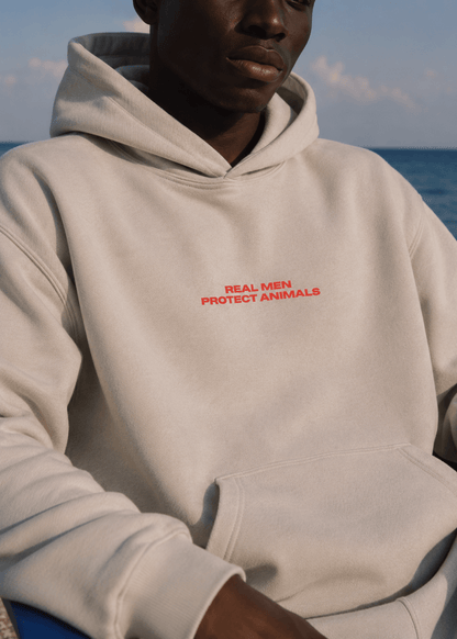 REAL MEN PROTECT ANIMALS HOODIE - Vegan America