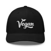 Vegan Trucker Hat with Premium White Stitched Embroidery - Vegan America