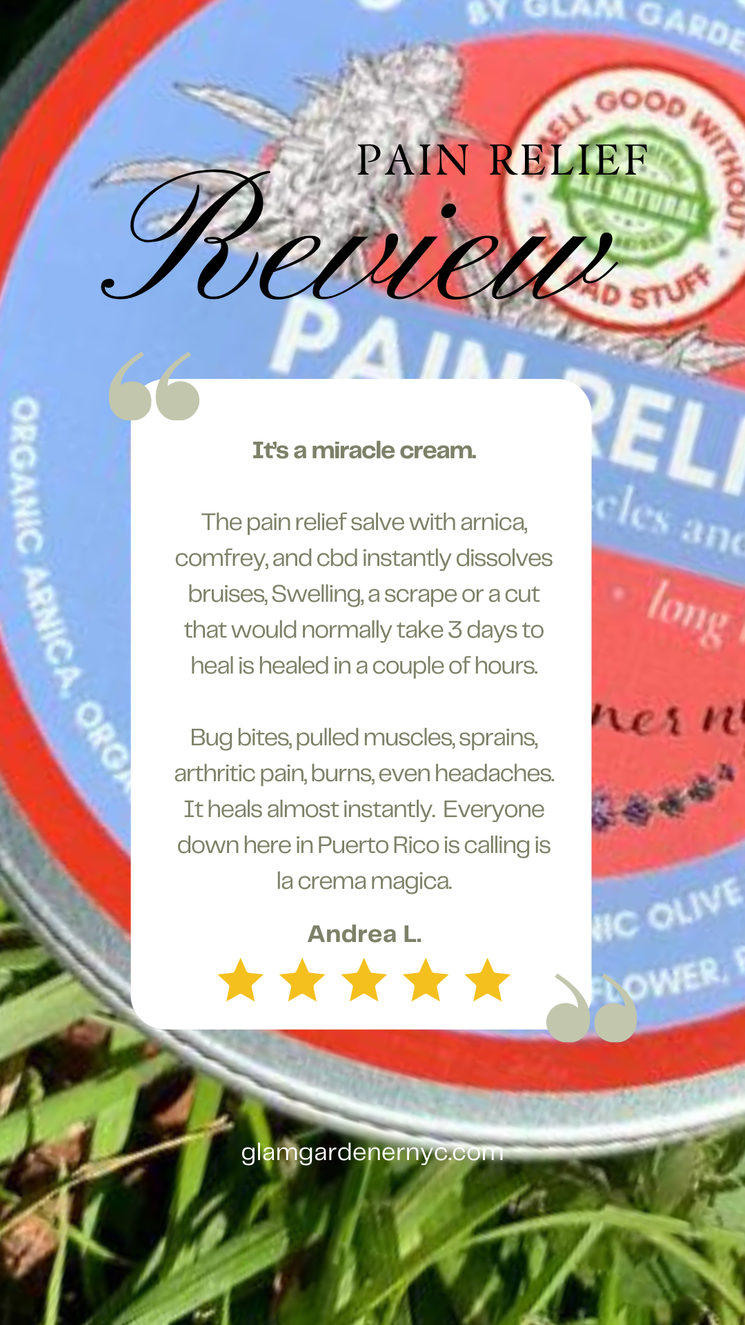VEGAN Pain Relief • Healing Salve for sore muscles and joints • Arnica, Comfrey, Peppermint Essential Oil, and Plant - based Candelilla wax - Vegan America
