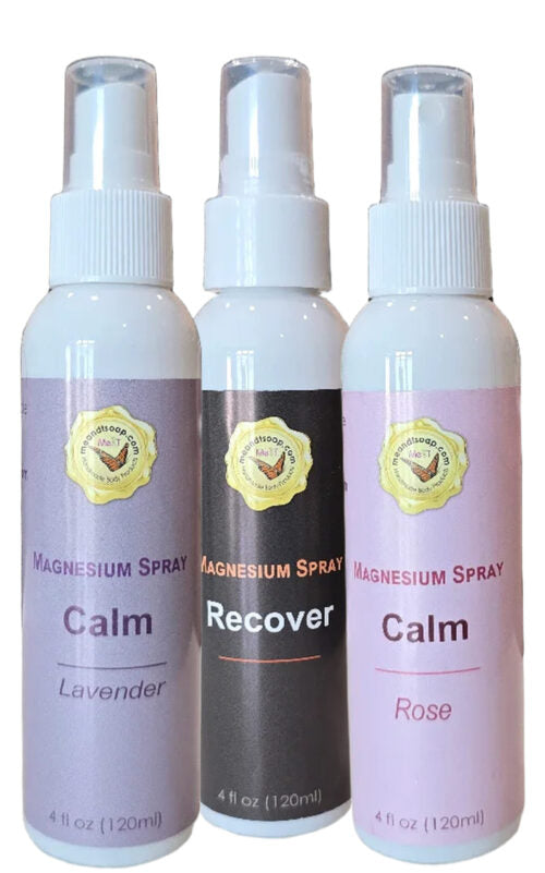 rose water magnesium spray shown with lavender and recover