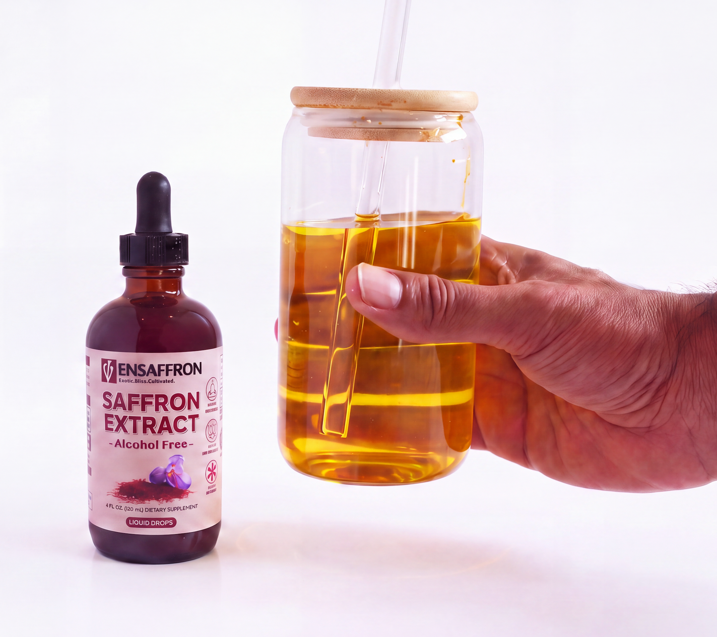 Premium Saffron Extract (Made With Pure Saffron Threads) Liquid Drops Tincture/Alcohol-Free