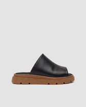 BOHEMA - Kado Slides Black & Beige, Vegan Corn Leather, Women's - Vegan America