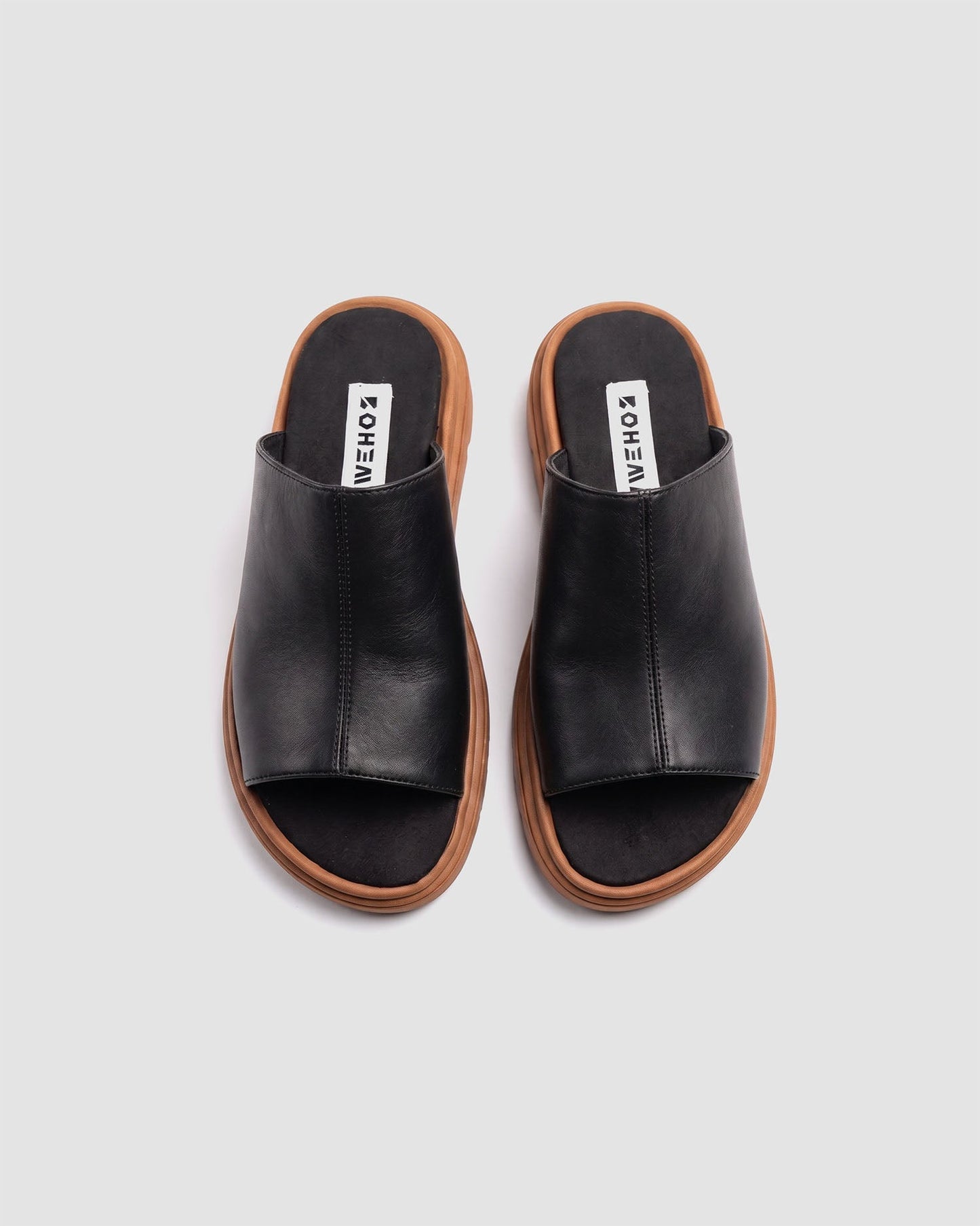 Kado Slides Black & Beige, Vegan Corn Leather, Women's