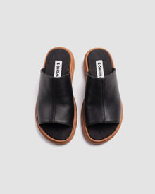 Kado Slides Black & Beige, Vegan Corn Leather, Women's
