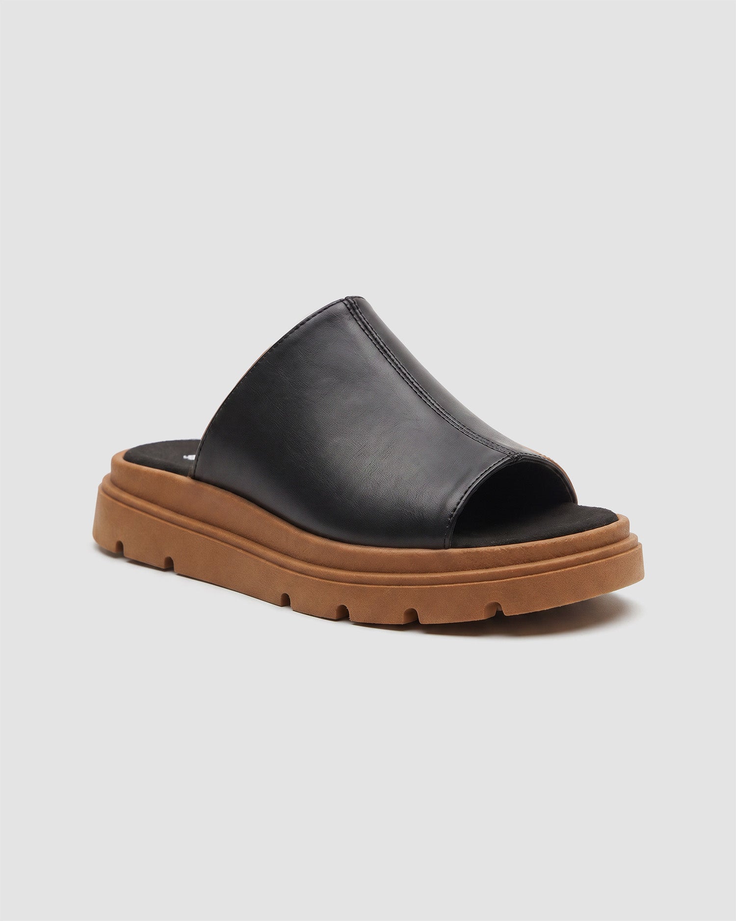 Kado Slides Black & Beige, Vegan Corn Leather, Women's