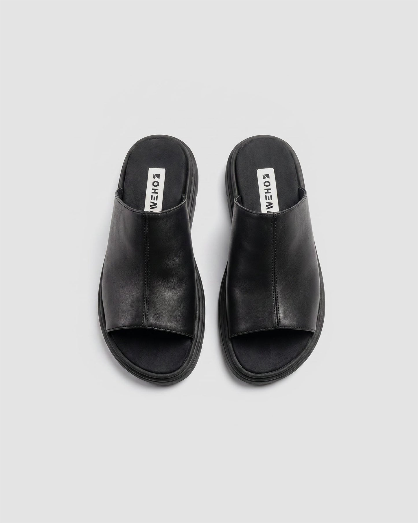 Kado Slides black, vegan corn leather, handmade in Poland - BOHEMA