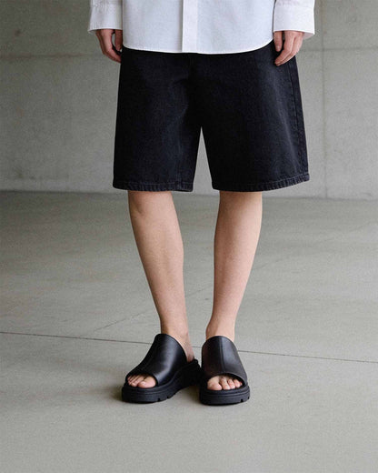 Kado Slides black, vegan corn leather, handmade in Poland - BOHEMA