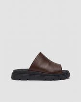 BOHEMA - Kado Slides Black & Chocolate, Vegan Corn Leather, Women's - Vegan America