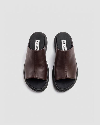 Kado Slides Black & Chocolate, Vegan Corn Leather, Women's