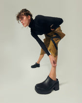 Squared Mule Black made of Grape Leather - Vegan America