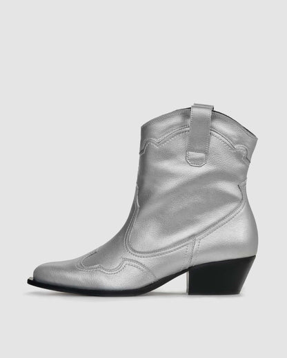 Metallic stitchy cowboy boots - Vegan America
