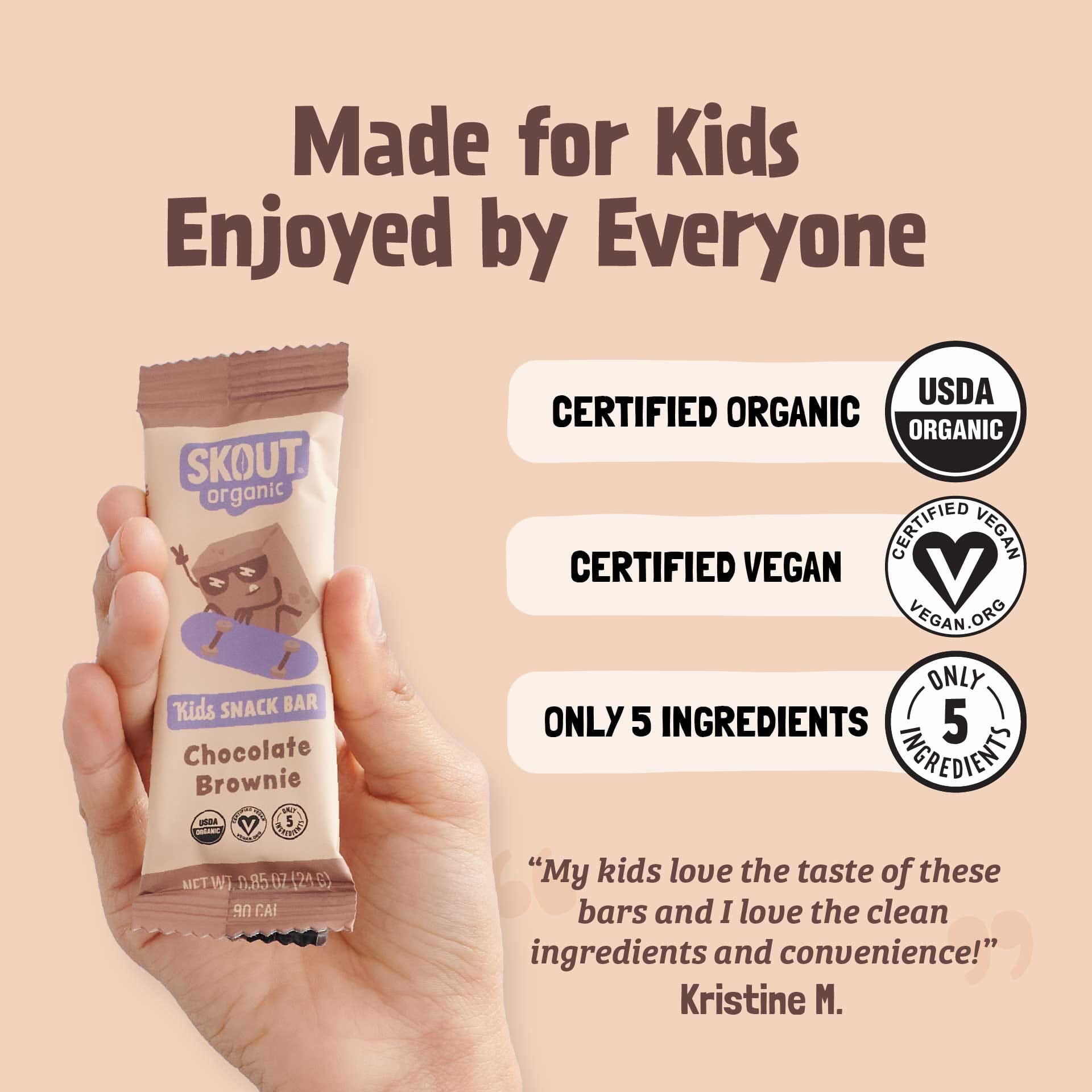 Skout Organic Chocolate Brownie Kids Bar - Vegan America